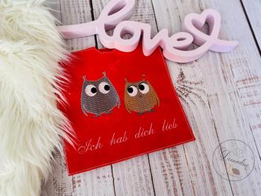 Preview: ITH - Stickdatei Schokoladenhülle 18x18 Valentinseulen und Valentinsvögel